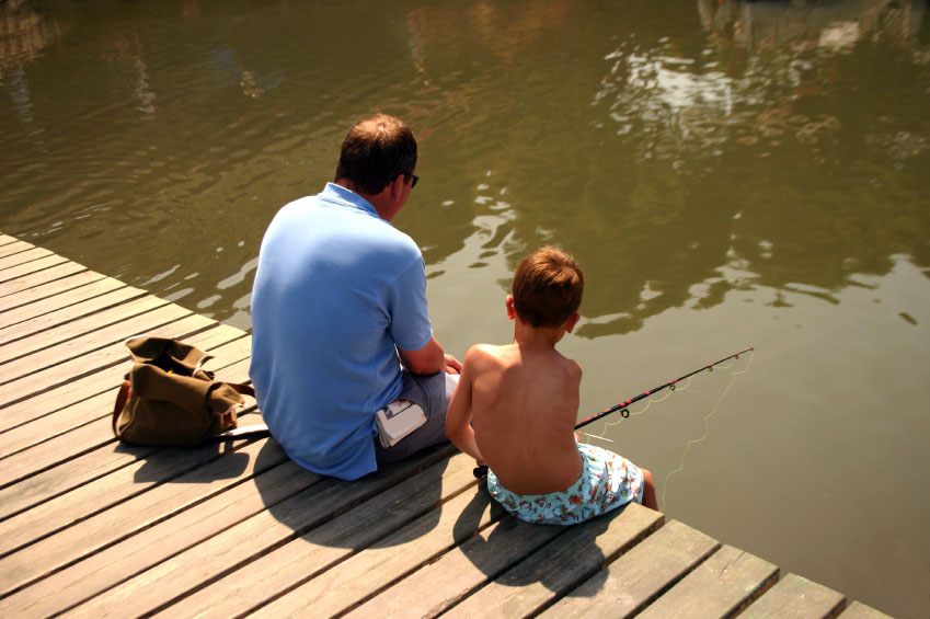 Fishing son and dad